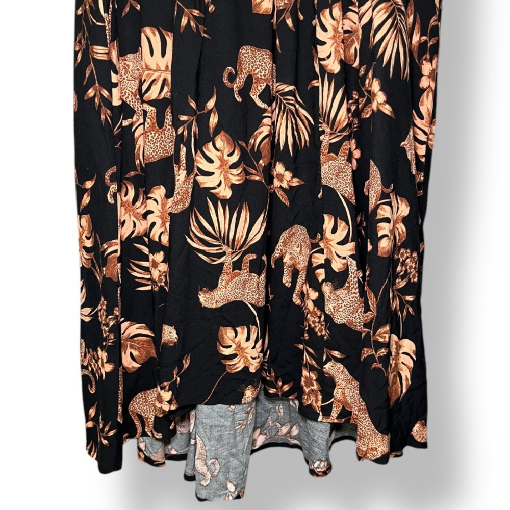 TORRID Roaming Leopard Halter Hi-Low Knee Length Challis Skater Dress Black 4 4X - Picture 9 of 10